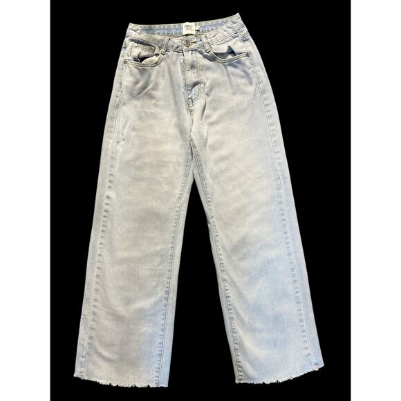 Princess Polly Women’s Wide Leg Jeans Raw Hem Light Wash High Rise Size 6 US 2 - Picture 2 of 8